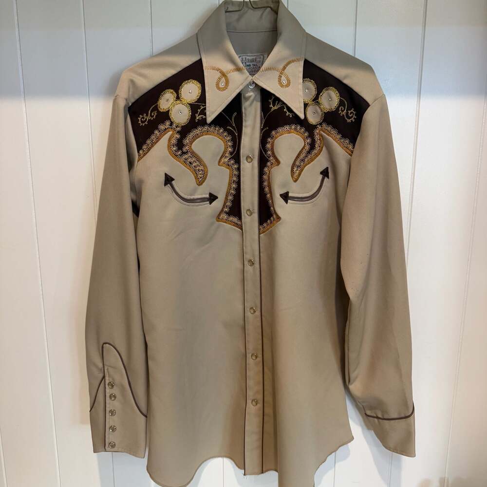 Vintage H Bar C California Ranchwear Western Shirt with Embroidery and Rhineston